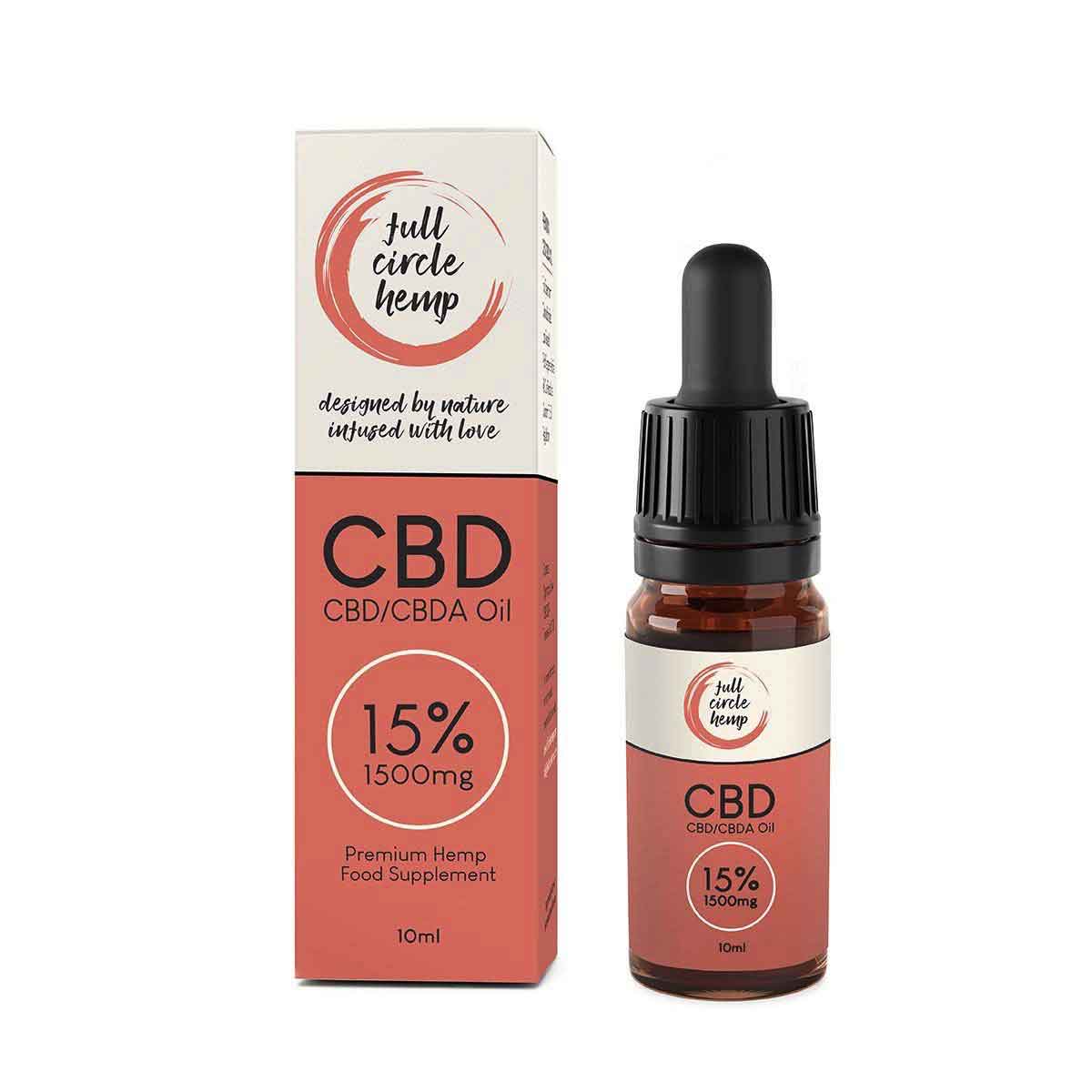 Full Spectrum CBD Oil 15% 1500mg 10ml. High Strength CBD Oil Drops from Full Circle Hemp Ireland