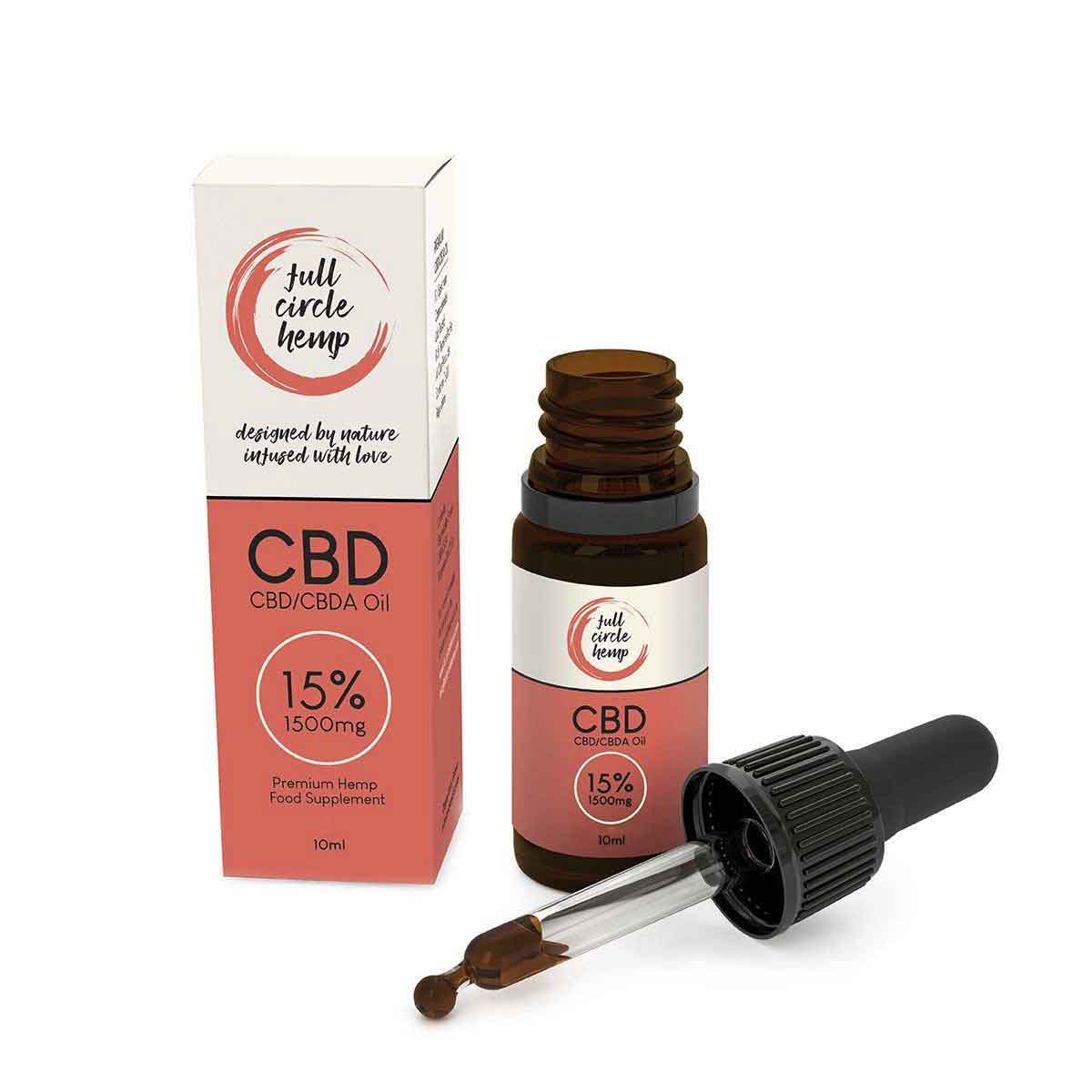 Full Spectrum CBD Oil 15% 1500mg 10ml with dropper. CBD Oil Drops from Full Circle Hemp Ireland