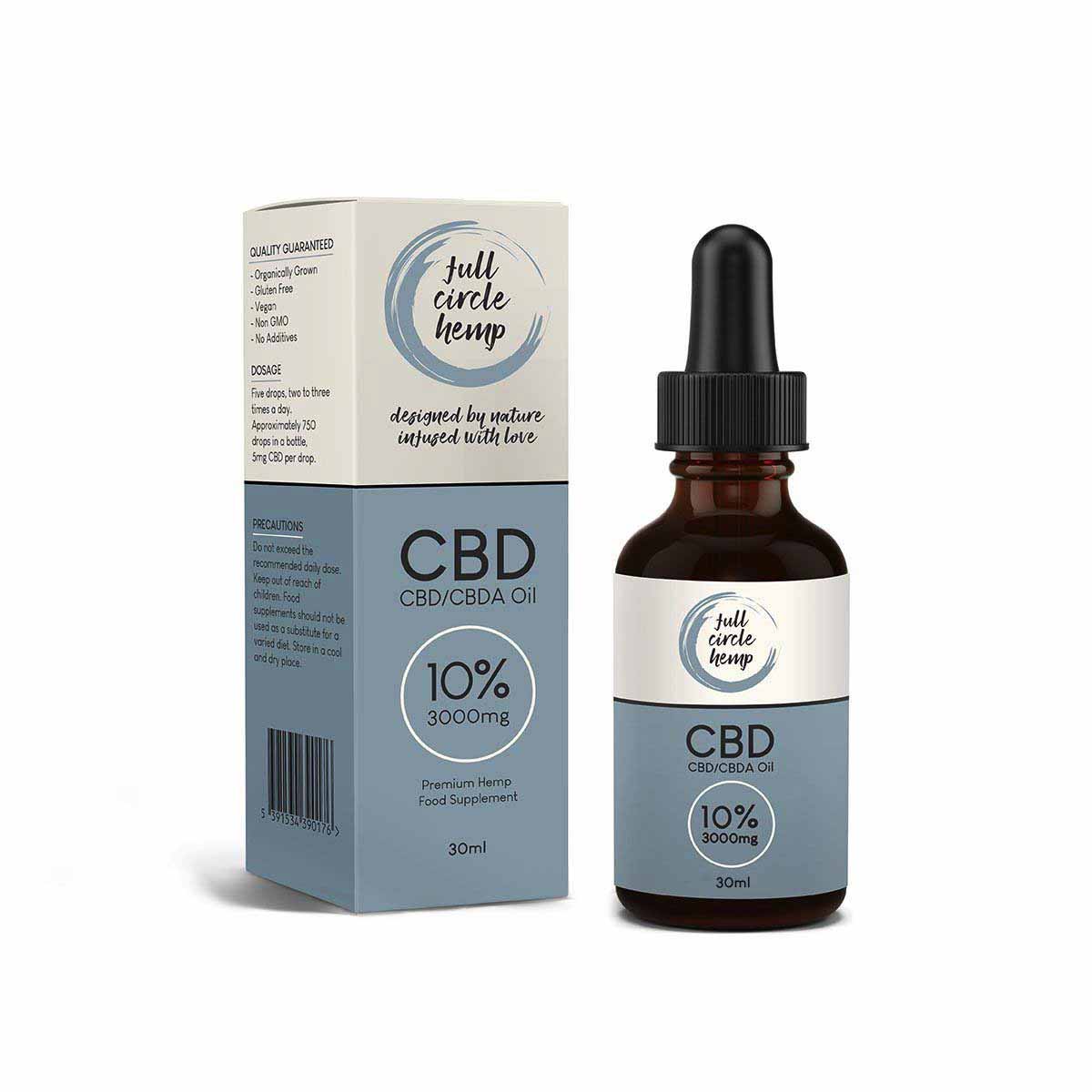 CBD Oil 10% 3000mg 30ml Bottle of Full Spectrum CBD Oil from Full Circle Hemp Dublin