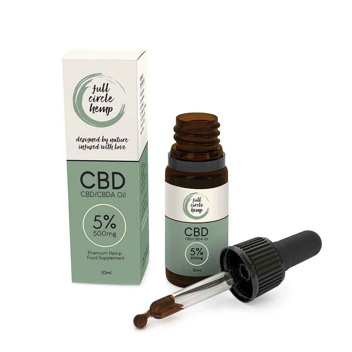 5% 500mg Full Spectrum CBD Oil with Dropper from Full Circle Hemp Ireland 