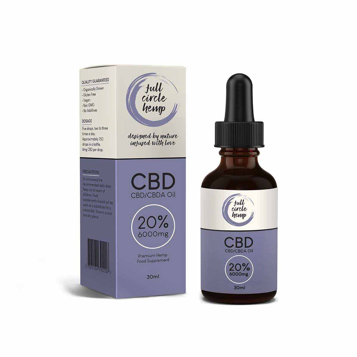 CBD Oil 20% 6000mg 30ml Full Spectrum CBD Oil Ireland from Full Circle Hemp